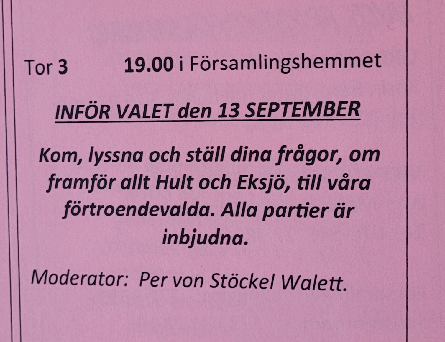 Inför Valet den 13: e september 2026